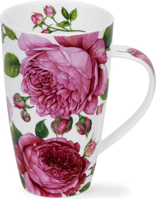 Produktbild von DUNOON Becher Henley Rosabunda 0,6l Bone China Kaffeetasse mit Rosenmotiv 600ml