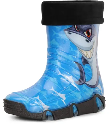 Produktbild von Ladeheid Kinder Mädchen Jungen Gummistiefel Gefüttert Swk2020 (Blau Hai 42, 23/24)