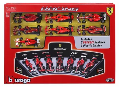 Produktbild von Ferrari Formel 1 Set 7 Stück Bburago Maßstab: 1:43 Metall-Kunststoff Rot