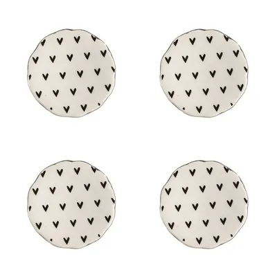 Immagine prodotto di Set di 4 pomelli per porte Clayre & Eef Ø 4 cm Cuori in Vetroceramica beige