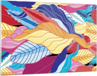 Produktbild von Bilder auf glas - Einteilig - Muster Blätter bunt - 120x80cm - Glasbilder - Wandbilder - Bilder - zum Aufhängen bereit - Wanddekoration aus Glas - Glas Bilder - Wandbild auf Glas - GAA120x80-4269