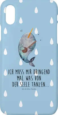 Produktbild von Mr. & Mrs. Panda Iphone 10 Handyhülle Narwal Gitarre - Blau Pastell - Geschenk, Cover, Handy, Frust, Tanzen, Wal, Meer, Gespräche, Case, X