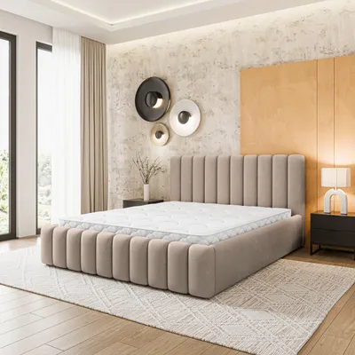 Produktbild von Masseno Polsterbett DINESE 160x200 cm, Polsterbett mit Bettkästen -Beige, PAROS 02