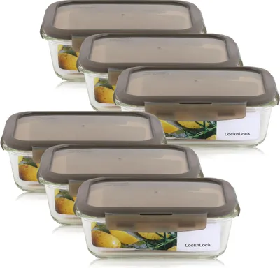 Produktbild von LocknLock Oven Glass LLG445G Frischhaltedose 1L - Borosilikatglas (6er Pack)