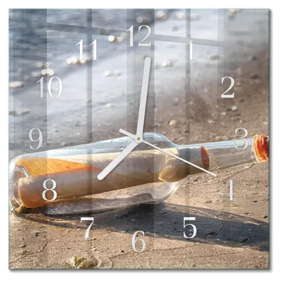 Produktbild von Tulup Glasuhr Wanduhr Küchenuhr Echt-Glas 30x30 cm Modern Dekorativ Geräuschlos Weiße Zeiger - Flaschenbrief