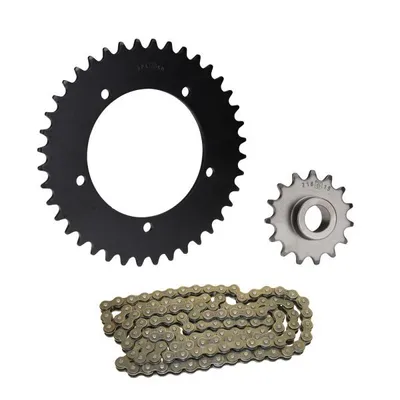 Zdjęcie produktu dla Zestaw łańcucha 3-częściowy czarny 15/40 zębów do Hercules KX 5 (do silnika nr 10697365)