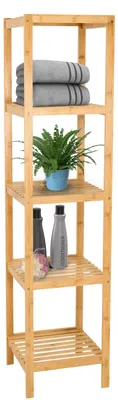 Produktbild von Brixy Badezimmerregal – Badezimmermöbel – 5-lagig – 141 x 33 x 33 cm – Badezimmerschrank – Bambus