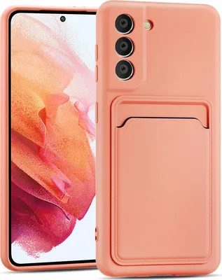 Zdjęcie produktu dla Etui na telefon komórkowy Samsung Galaxy S21 silikonowe etui ochronne z kieszenią na kartę Slim Wallet Case, różowe