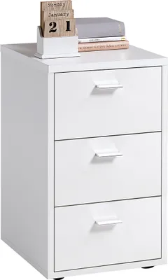 Produktbild von Nachttisch Nachtschrank mit 3 Schubladen in weiß, VUKA-10, für Boxspringbetten geeignet, B/H/T ca. 35/62,4/39,9 cm