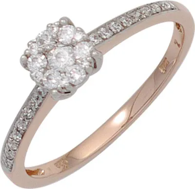 Produktbild von JOBO Damen Ring 585 Gold Rotgold Weißgold 29 Diamanten Brillanten Goldring Größe 60
