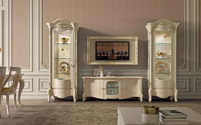 Image de Klassische Vitrine Vitrinen Luxus Schrank Holz Italienische Stil Möbel Glas
