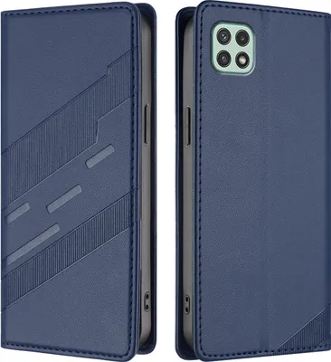 Image de Etui pour Samsung Galaxy A22 5G, étui portefeuille en cuirPolyuréthaneavec fente pour cartes et fonction stand Blau