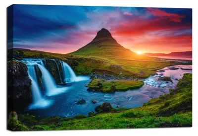 Obrázok produktu pre Obraz na plátne Vodopád Island Hory 120x80 cm zarámovaný