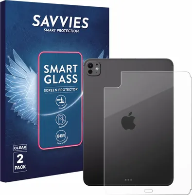 Produktbild von 2x Savvies Schutzglas Folie für Apple iPad Pro 11" 2025 (Rückseite) 9H Panzer Schutzfolie Glas Displayschutz klar transparent