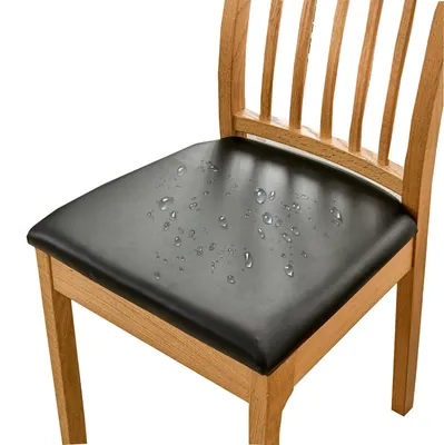 Immagine prodotto di Elzusha - Set di 4 coprisedie impermeabili in ecopelle, adatti per sedie da pranzo, colore nero
