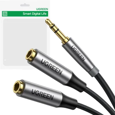 Zdjęcie produktu dla Ugreen AV191, 3.5mm, Męska, 2 x 3.5mm, Męska, 0,2 m, Srebrny