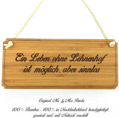 Produktbild von Mr. & Mrs. Panda Schild Lehnenhof - Geschenk, Holzschild, Firmenschild, Türschild, Wegweiser, Geschenkidee, Landhaus, Shabby, Hinweisschild, Graviert