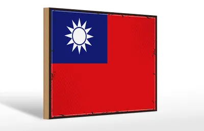 Produktbild von Holzschild Flagge China 30x20cm Retro Flag of Taiwan