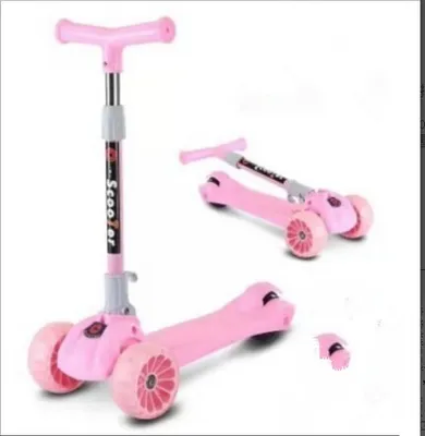 Produktbild von Kinderroller Kinderscooter Dreiradscooter mit LED Räder Höhenverstellbare faltbarem Lenker bis 50kg Rosa