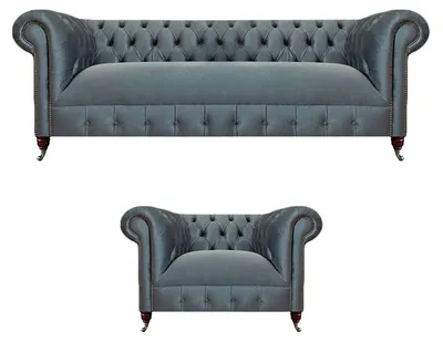 Image de Coussin gris clair Chesterfield Salon Fauteuil trois places