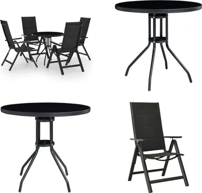 Produktbild von vidaXL 5 tlg. Bistro Set Schwarz und Anthrazit - Bistroset - Bistrosets - Garten-Bistroset - Garten-Bistrosets