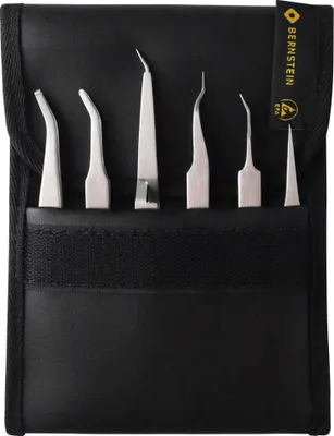 Produktbild von Bernstein SMD Pinzetten Satz, 6-teilig 5-050 (Satz SMD-Pinzetten), rostfrei