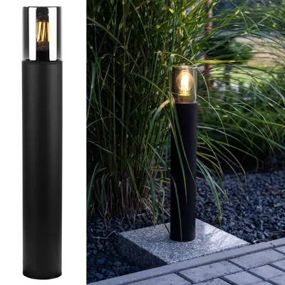 Obrázek produktu pro LUMILED světlo na cestu venkovní světlo na sloupek kouřové sklo 60cm IP54 odolné proti stříkající vodě zásuvka E27 max. 13W venkovní stojací lampa stojací lampa venkovní světlo venkovní osvětlení zahradní světlo světlo na cestu venkovní stojací lampa