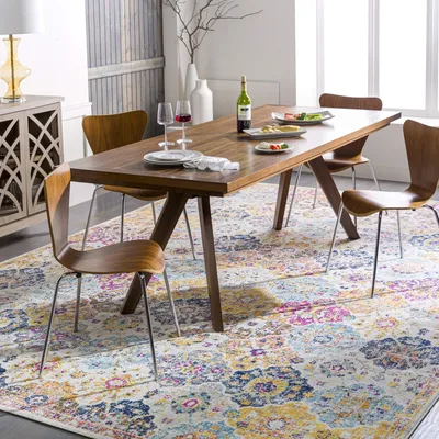 Image de Tapis rond, 160x160 cm, 100% polypropylène, résistant aux taches
