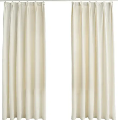 Produktbild von vidaXL Verdunkelungsvorhänge mit Haken 2 Stk. Samt Creme 140x175cm