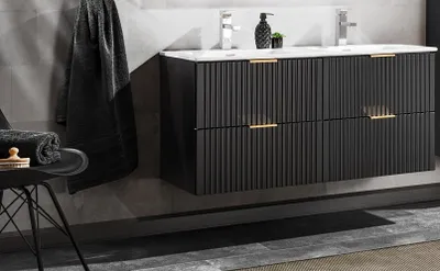 Produktbild von Design Badmöbel Set ADEL SCHWARZ 120 cm MDF SOFT-CLOSE Waschtisch