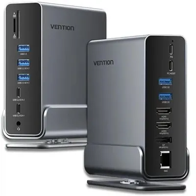 Image de Vention TPUH0, câble, USB 3.2 Gen 2 (3.1 Gen 2) Type-C, 100 W, 10,100,1000 Mbit/s, noir, gris, gris élégant