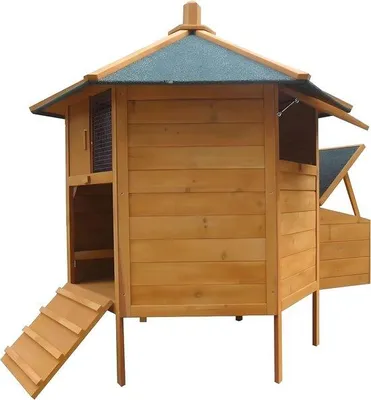 Immagine prodotto di Pollaio in legno con nido e corridoio - 131 x 125 cm