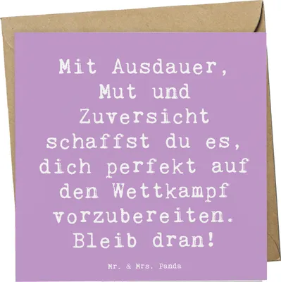 Produktbild von Mr. & Mrs. Panda Grußkarte Spruch Wettkampfvorbereitung meistern - Lavendeltraum - Geschenk, Lebensfreude, Klappkarte, Erfolg, Sport, Vertrauem, Motivation, faltkarte