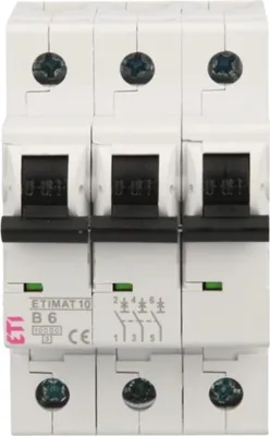 Zdjęcie produktu dla ETI-POLAM Wyłącznik Nadprądowy 3P B 6A 10kA AC ETIMAT 10 002125712