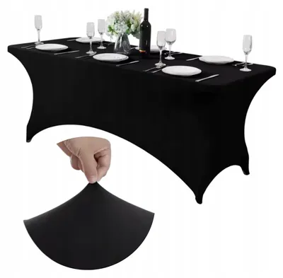 Produktbild von Stretch Tischhusse 180x76 cm - Schwarz - Elastische Biertischhusse Catering - Universell