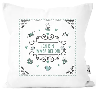 Produktbild von Kissenbezug Geschenk mit Botschaft Weihnachten Geburtstag Muttertag Dankeschön Präsent Kissenhülle Baumwolle Moonworks® immer bei dir weiß unisize