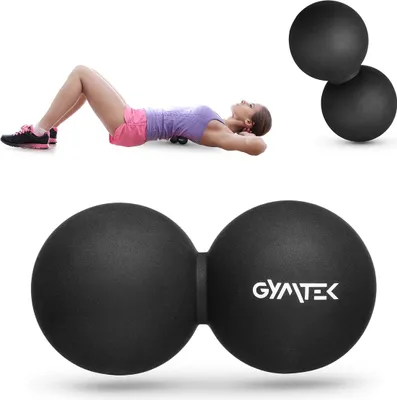 Image de Gymtek® Duoball Balle de massage Balle de crosse - 12.6 x 6.3 cm - Balle d'automassage, masseur de points gâchettes, physiothérapie, douleurs cervicales