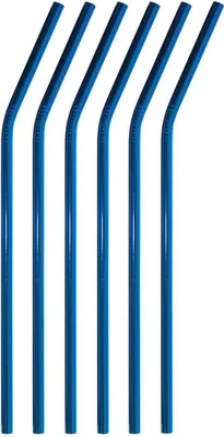 Productafbeelding van 6 herbruikbare metalen rietjes - blauw