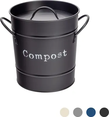 Produktbild von Harbour Housewares Industrie Compost Bin - Vintage Style Stahl Küche Storage Bucket - Removable Inner - Schwarz
