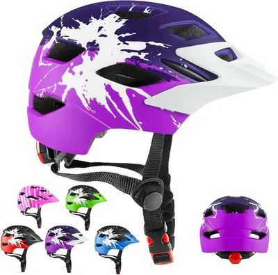 Immagine prodotto di Casco per bambini - Casco da bicicletta per bambini - Per andare in bicicletta in sicurezza - Con luce posteriore - Taglia 48-56 cm - Disponibile in vari colori