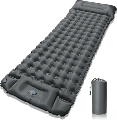 Obrázok produktu pre Samonafukovacia kempingová matrac 10 cm, s vankúšom, sivá, pre turistiku