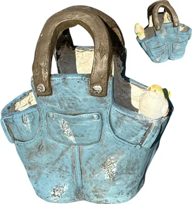 Produktbild von Dekorativer Blumentopf in Form eines Blumentopfes im Jeans-Look – Maße 37 x 24 x 19 cm – für den Innen- und Außenbereich geeignet