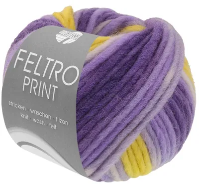 Produktbild von Lana Grossa FELTRO PRINT 50 g modernes Filzgarn 50 m  Farbe 1316 - Lila/Dunkelviolett/Senf