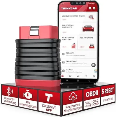 Produktbild von Thinkcar OBD2 Bluetooth -Adapter, BD6 -Diagnosegerät Alle Systemdiagnostik + 5 Servicefunktionen (Entlüftung, Bremse, Öllampen, Immo, ETS), CAR IOS &