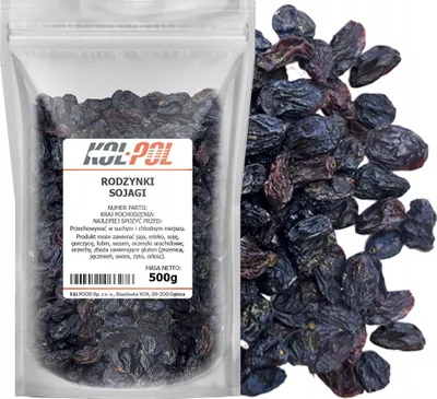 Zdjęcie produktu dla RODZYNKI SOJAGI NIEBIESKIE 500g Naturalne słodkie wysoka jakość Kol-Pol