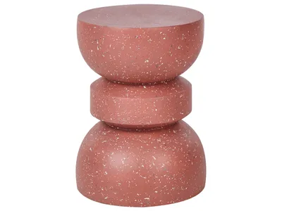 Produktbild von BELIANI Beistelltisch Rot MgO und Glasfaser Rund ⌀ 37 cm Terrazzo Optik Sanduhrform Modern Outdoor Couchtisch Wohnzimmer Ausstattung Möbel