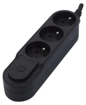 Produktbild von Design Steckdosenleiste 3x16A mit Schalter - 3m - Schwarz