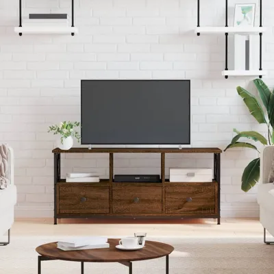 Productafbeelding van Maison Exclusive - TV-meubel, bruin, eikenlook, 102x33x45 cm, materiaal: houtvezel en metaal