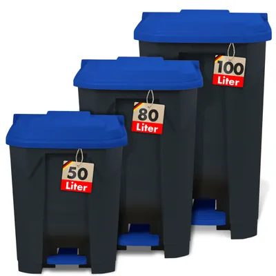 Produktbild von Mülleimer Olaf für Haushalt, Büro & Gewerbe viele Farben & Größen Blau 50 Liter