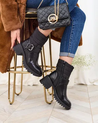 Produktbild von Royalfashion Schwarze Damenstiefel mit Absatz Helitta, Größe 38